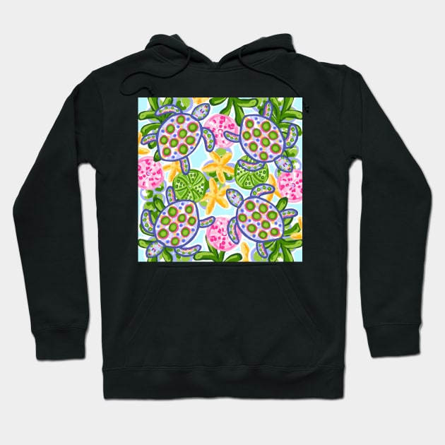 Cute Hand Painted Preppy Sea Turtle Pattern Hoodie by emrdesigns